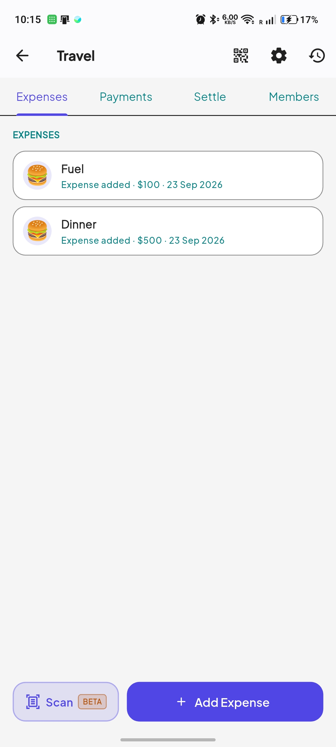 Contri group expenses screen splitting trip and flatmate bills